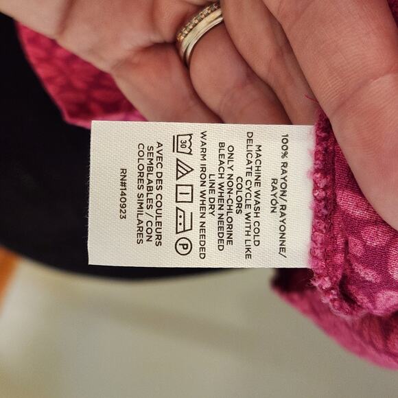 ANN TAYLOR Stamped Puff Sleeve Tie Front Blouse, Size Small Petite - Picture 12 of 13